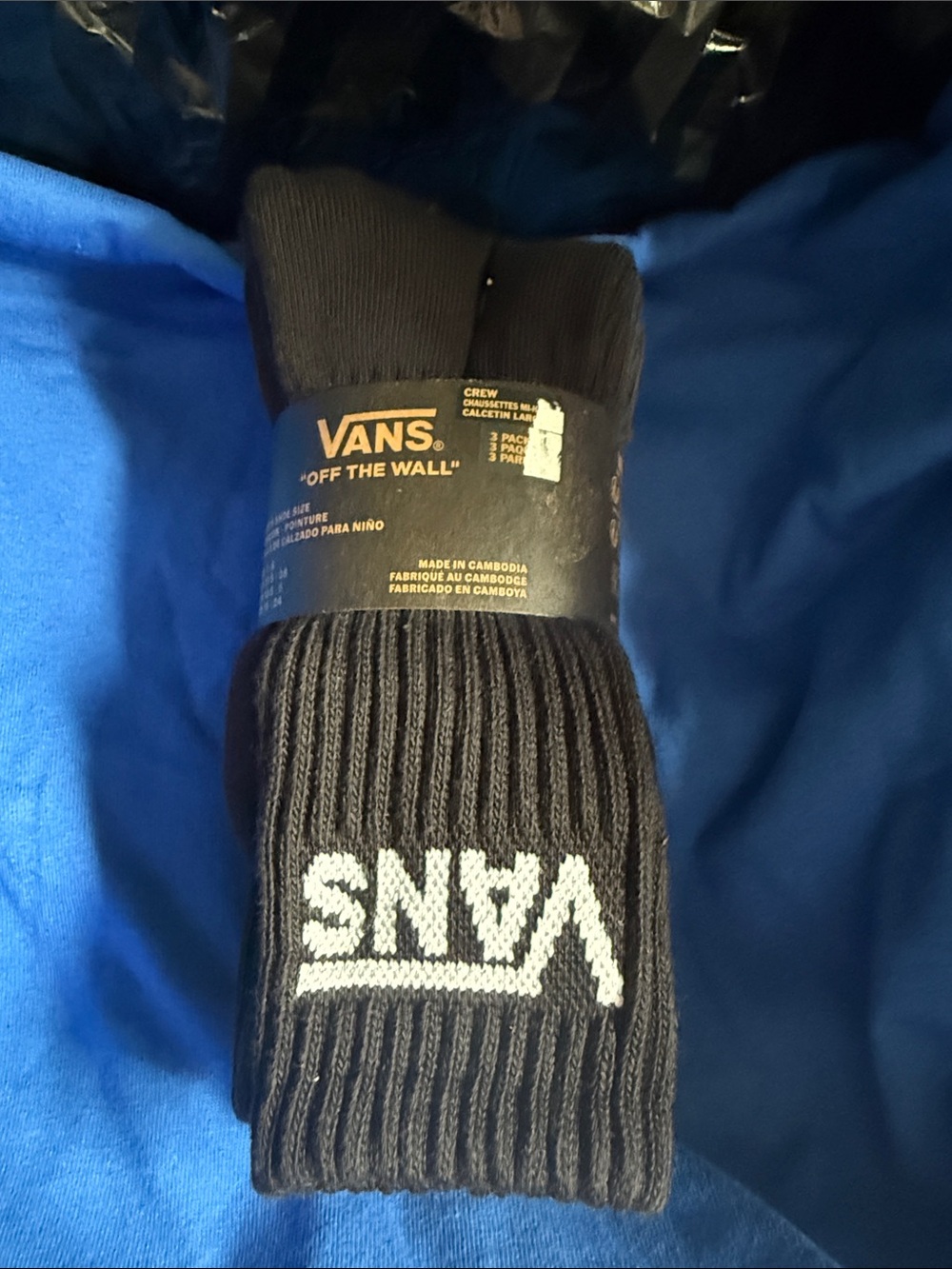Vans Black Crew Socks with White Logo - Pack
